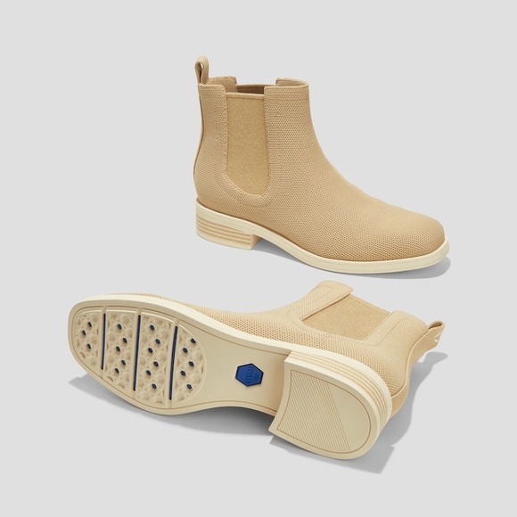 VIVAIA Beige Knit Chelsea Boots Water Resistant Slip‎ On Women's Size 8 EU 39 - Picture 11 of 14